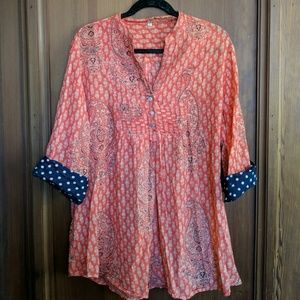 Red Paisley & Polka Dot Boho Tunic